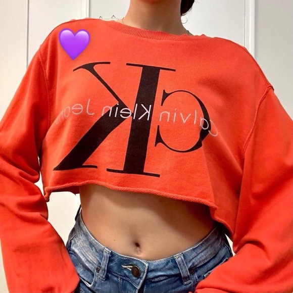 Calvin Klein Jeans Tops - 💜Calvin Klein Cropped Hoodie Orange Size Medium